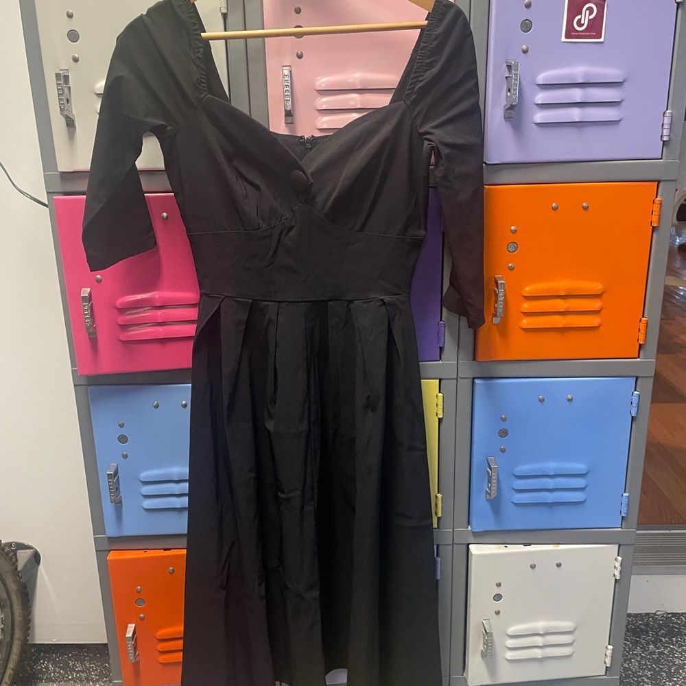 Unique Vintage Black Long Sleeve Dress, 4
